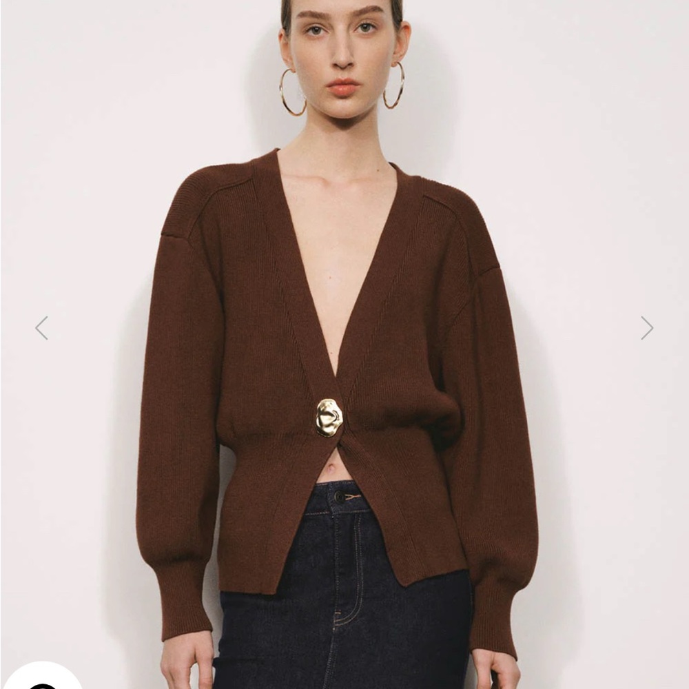 Elegant Brown Cardigan with Button Detail
